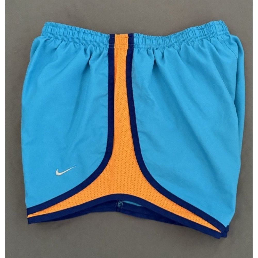 Nike Retro Running Shorts Womens‎ Small Teal Orange Trim Lined Athletic Gym Wear